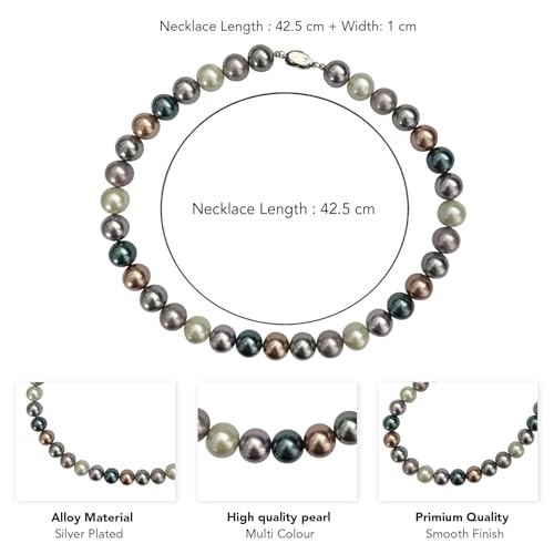 Peora Multicolor Pearl Studded Necklace Contemporary Fashion Jewellery Gift for Women & Girls - Image 4