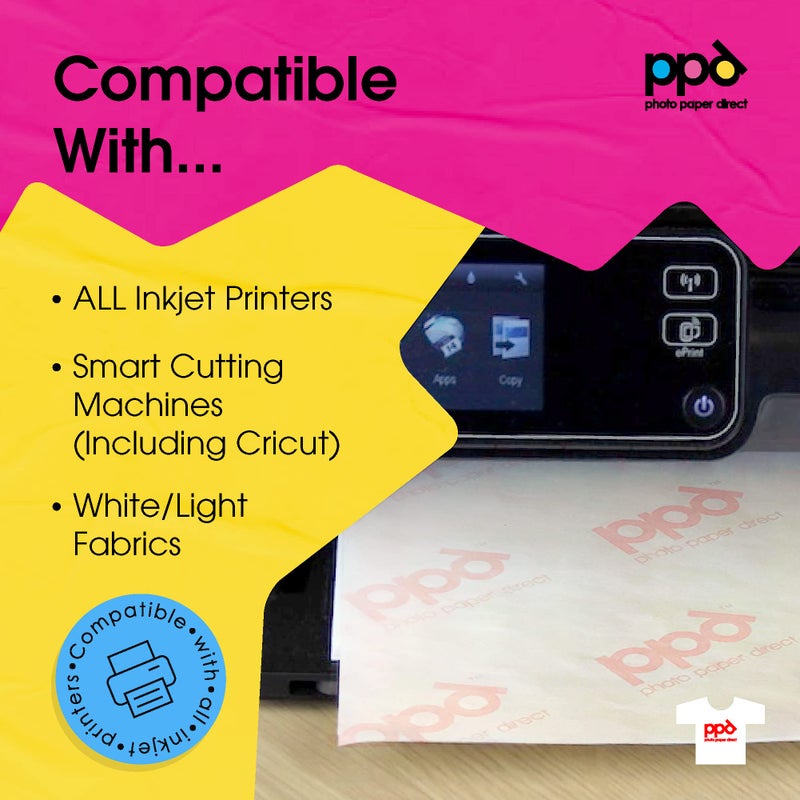 PPD 100 Sheets 8.5x11â€ - Inkjet Iron-on Heat Transfer Vinyl Paper for White & Light Fabric and T-Shirts - Premium - PPD-1-100 - Image 4