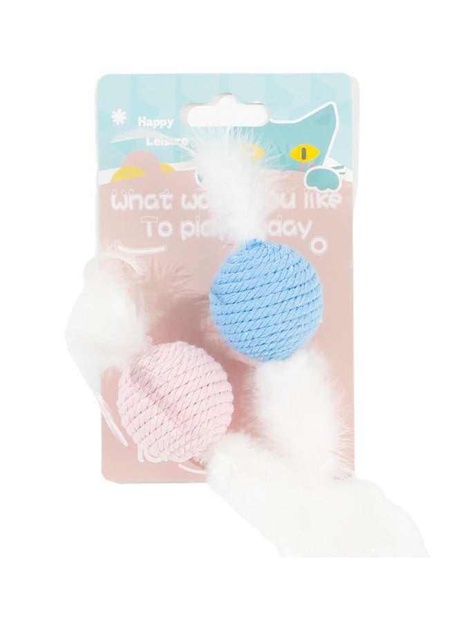 Cat Sisal feather Ball Pack of 3, Assorted Colored Sisal Balls for Cats to Scratch, Pet, Bite or Chase, Interactive Cat Toys for Indoors Cats Rotatable Interactive Rope Ball(color random)