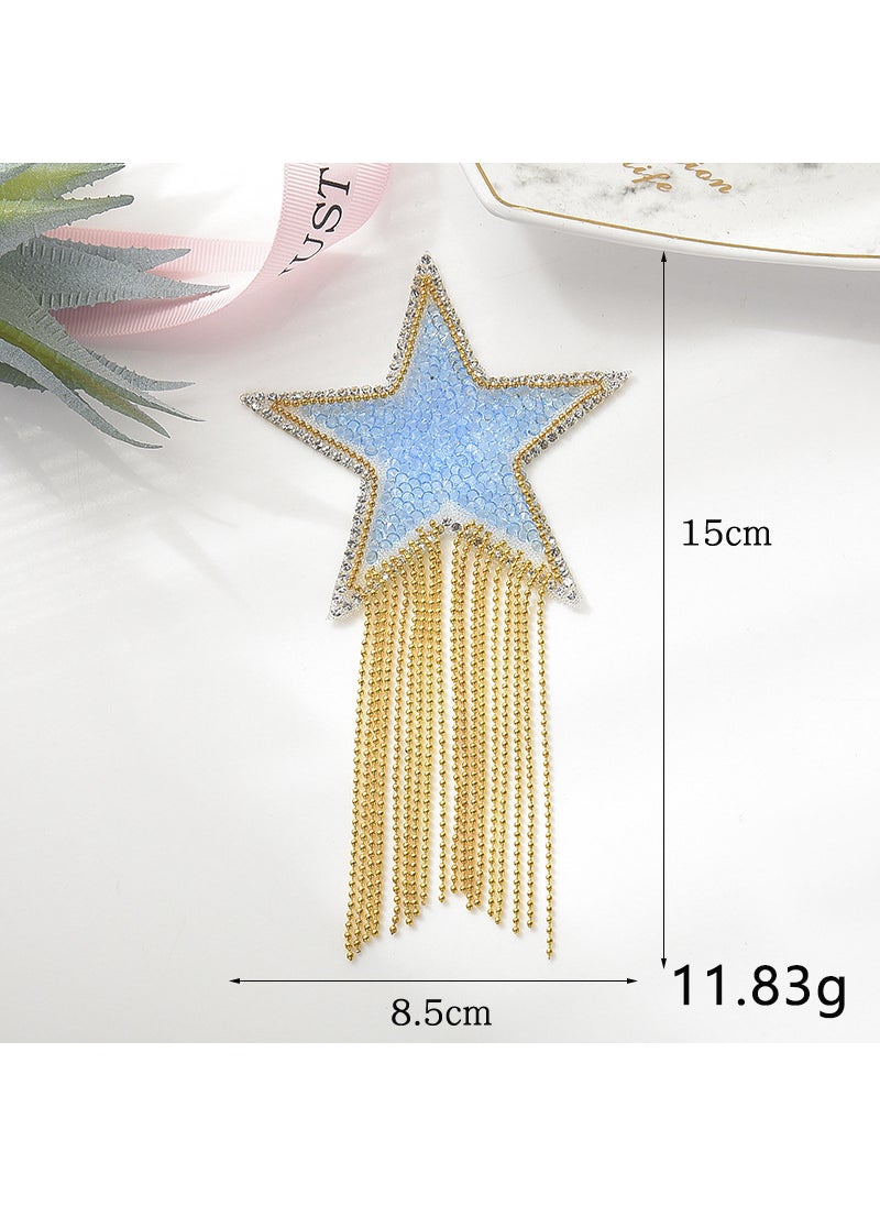 Generic New Creative Tassel Patch Fashion Mix Color Rhinestone Hotfix Star 3 Blue 