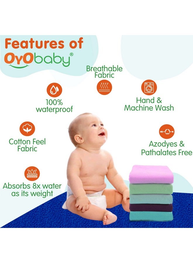 OYO BABY OYO BABY Extra Absorbent Waterproof Baby Dry Sheet Small Size (70x50cm) - Pack of 2 - Quick Dry Sheet for Bed Protector, Soft & Breathable Sea Blue + Maroon  - Image 3