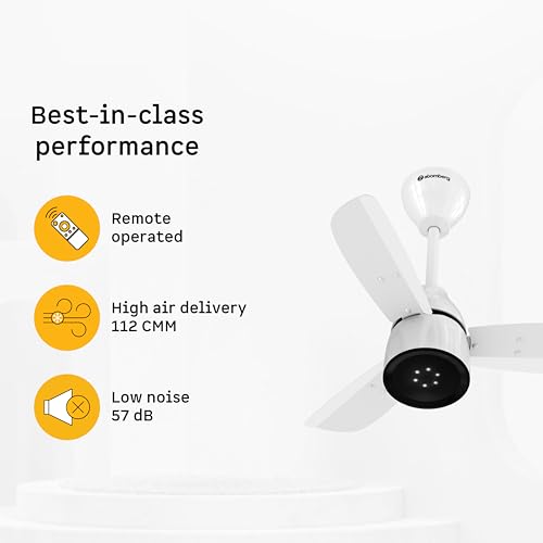 atomberg Renesa Enzel 600mm Newly Launched BLDC Ceiling Fan with Remote | BEE 5 star | High Air Delivery | LED Speed Indicator | Low Noise | Sleek Design | Power Saving | 3 Year Warranty | Gloss White - Image 3