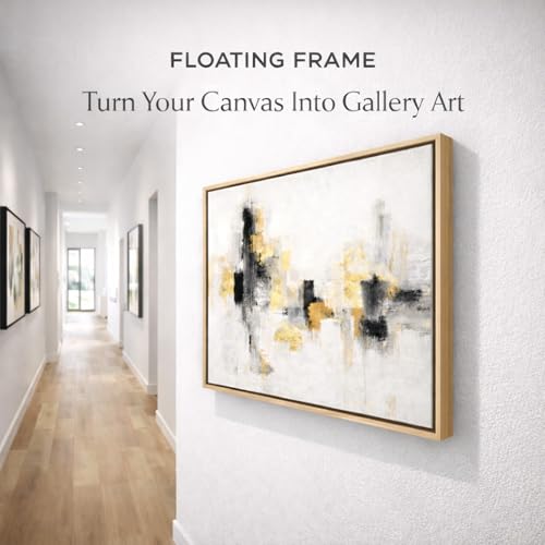 Prixas Print Floater Frame for Canvas Paintings - 1.25" Deep Gallery Floating Picture Frame with Premium PS Frame (Not Solid Wood), Made in USA Wall Art Decor (Light Brown, 11x14) - Image 5