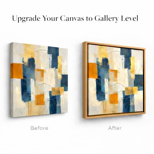 Prixas Print Floater Frame for Canvas Paintings - 1.25" Deep Gallery Floating Picture Frame with Premium PS Frame (Not Solid Wood), Made in USA Wall Art Decor (Light Brown, 11x14) - Image 2