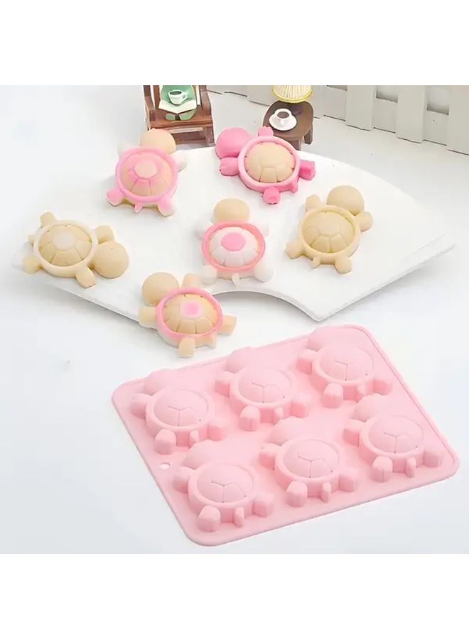 Pink 6 Section Turtle Cake Mold Nonstick Foldable Baking Chocolate Soap Candy Mold - Image 1