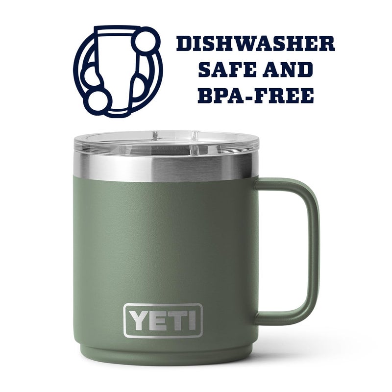 YETI Rambler 10 oz Stackable Mug, Vacuum Insulated, Stainless Steel with MagSlider Lid, Camp Green - Image 4