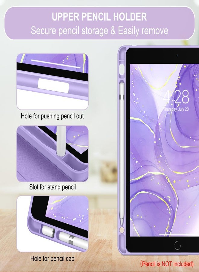 Soke for iPad 9th/8th/7th Generation Case with Keyboard 10.2 Inch-7 Color Backlitght Magnetic Wireless Detachable Folio Keyboard Cover with Pencil Holder for Apple iPad Gen 9/8/7, Violet Marble - Image 3