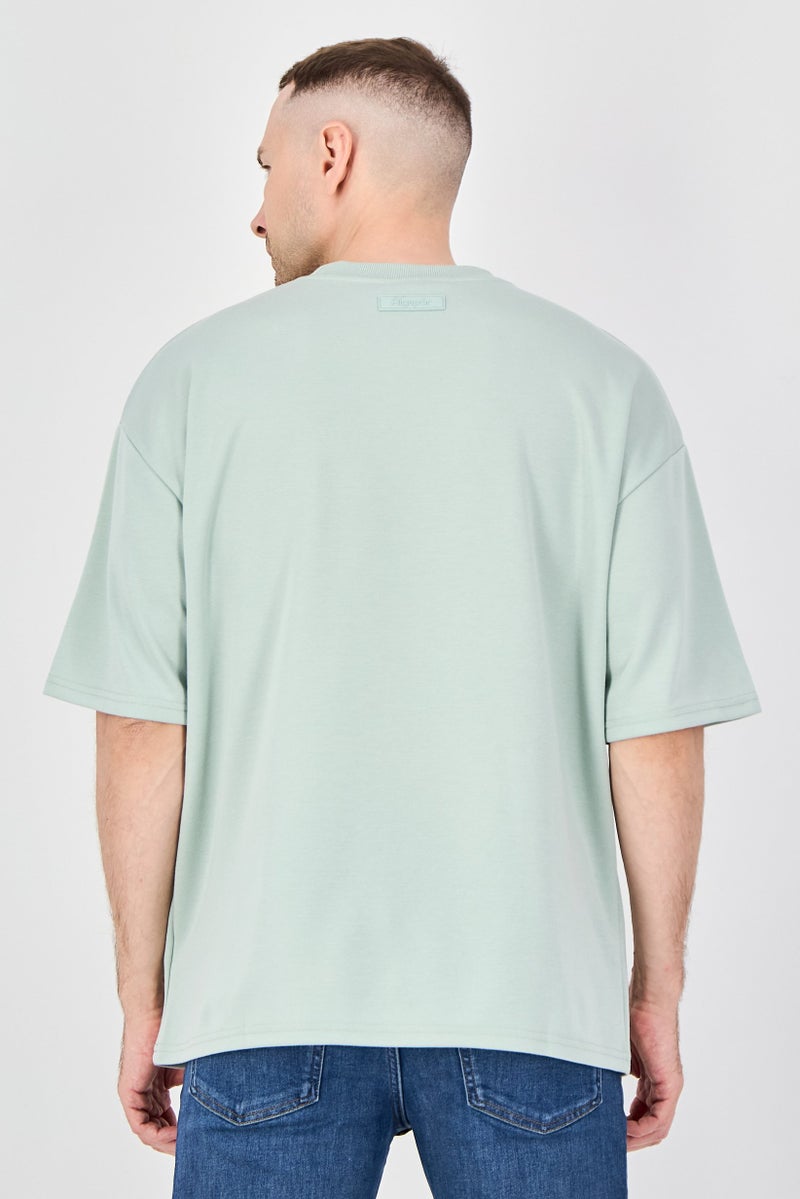 Algspar Men Crew Neck Short Sleeve Graphic Print T-Shirt, Light Sage - Image 3