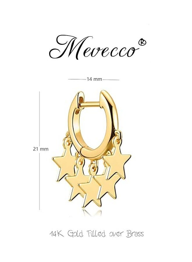 Mevecco أقراط MEVECCO النسائية ذات الأطواق الدائرية الذهبية المطلية بالذهب عيار 14 قيراطًا، صغيرة الحجم، بسيطة ورقيقة، مصنوعة يدويًا، هدية مجوهرات مضادة للحساسية - Image 4