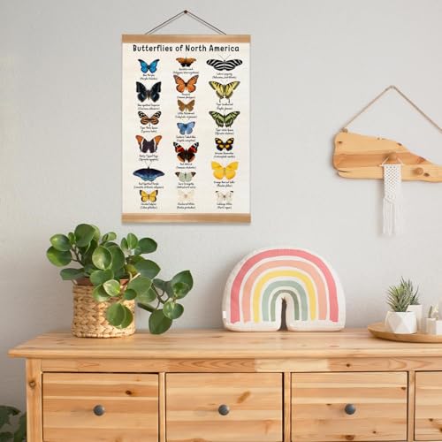 ZTGDA Vintage Butterfly Poster, North American Butterfly Wall Decor,Educational Linen Wall Art with Wood Frame, Nature Learning Hanging Banner for Homeschool, Classroom, Nursery, or Playroom Decor,12x16inch - Image 5