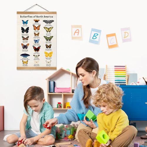 ZTGDA Vintage Butterfly Poster, North American Butterfly Wall Decor,Educational Linen Wall Art with Wood Frame, Nature Learning Hanging Banner for Homeschool, Classroom, Nursery, or Playroom Decor,12x16inch - Image 4