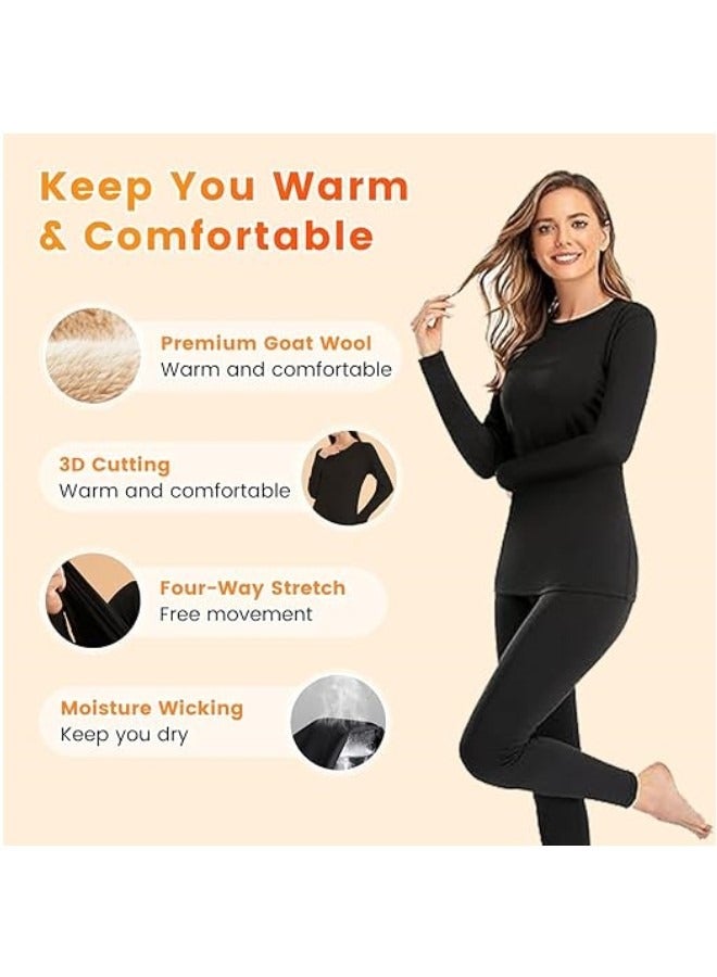 RATSAW Women's Thermal Underwear Set Thermal Underwear Women's Soft Long Johns Set with Fleece Lined Long Sleeve Base Layer Set Top and Bottom Cold Weather Winter Set - Image 4