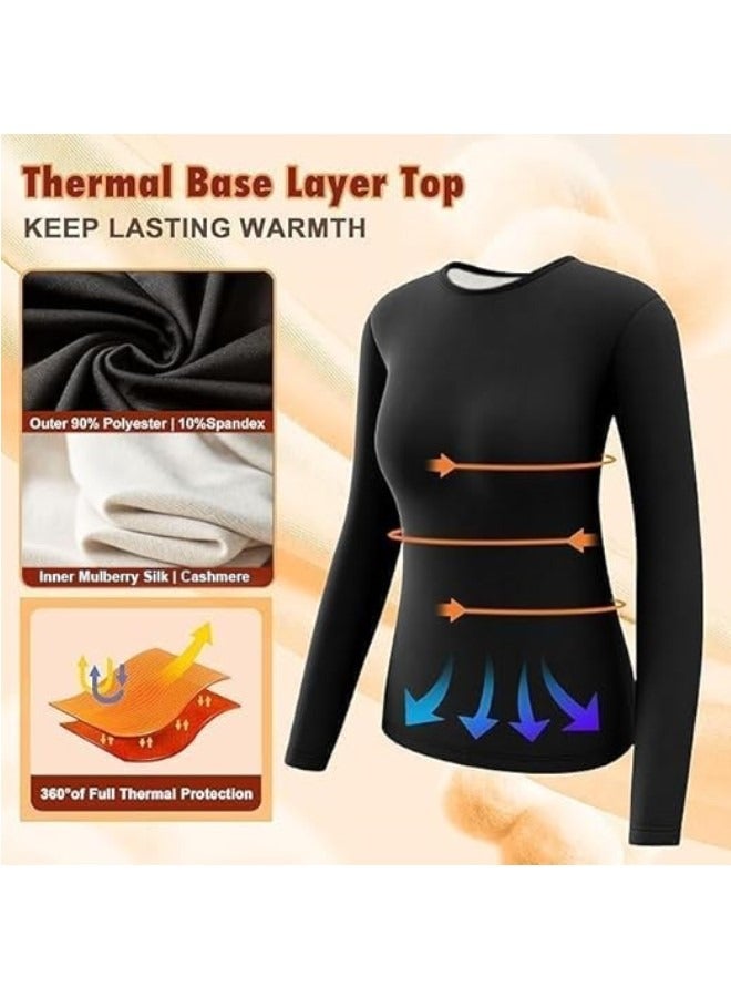 RATSAW Women's Thermal Underwear Set Thermal Underwear Women's Soft Long Johns Set with Fleece Lined Long Sleeve Base Layer Set Top and Bottom Cold Weather Winter Set - Image 3