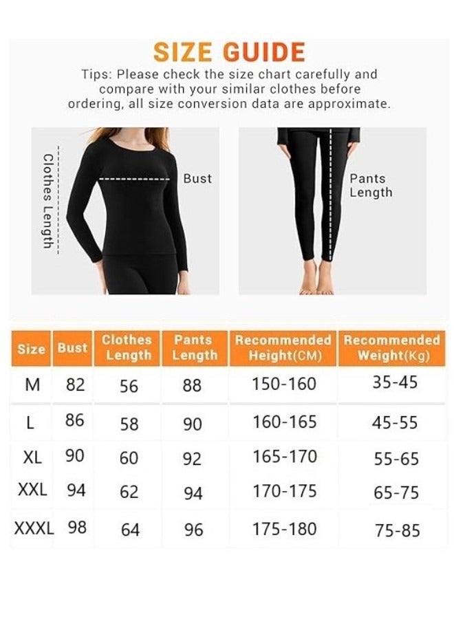 RATSAW Women's Thermal Underwear Set Thermal Underwear Women's Soft Long Johns Set with Fleece Lined Long Sleeve Base Layer Set Top and Bottom Cold Weather Winter Set - Image 2