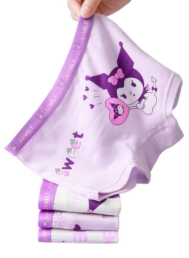 أخبار 4 قطع ملابس داخلية قصيرة للأطفال برسومات كرتونية مع حزام خصر ناعم مريح للبنات، ملابس داخلية ناعمة وجيدة التهوية مع حزام خصر مرن عالي، سراويل ناعمة للفتيات الصغيرات [140 -（25-30 كجم）] - Image 3