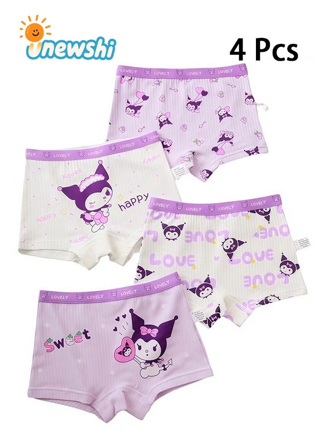 أخبار 4 قطع ملابس داخلية قصيرة للأطفال برسومات كرتونية مع حزام خصر ناعم مريح للبنات، ملابس داخلية ناعمة وجيدة التهوية مع حزام خصر مرن عالي، سراويل ناعمة للفتيات الصغيرات [140 -（25-30 كجم）] - Image 1