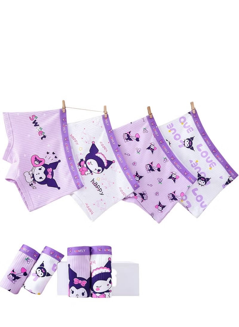 أخبار 4 قطع ملابس داخلية قصيرة للأطفال برسومات كرتونية مع حزام خصر ناعم مريح للبنات، ملابس داخلية ناعمة وجيدة التهوية مع حزام خصر مرن عالي، سراويل ناعمة للفتيات الصغيرات [140 -（25-30 كجم）] - Image 5