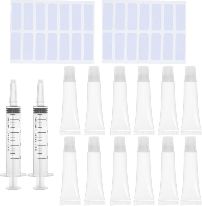 1 Set Refillable Squeeze Lip Balm Containers, 15ml Soft Cosmetic Squeeze Tubes with Syringe and Labels, Travel Size Skin Care Containers for Lip Balm Refills - Image 1