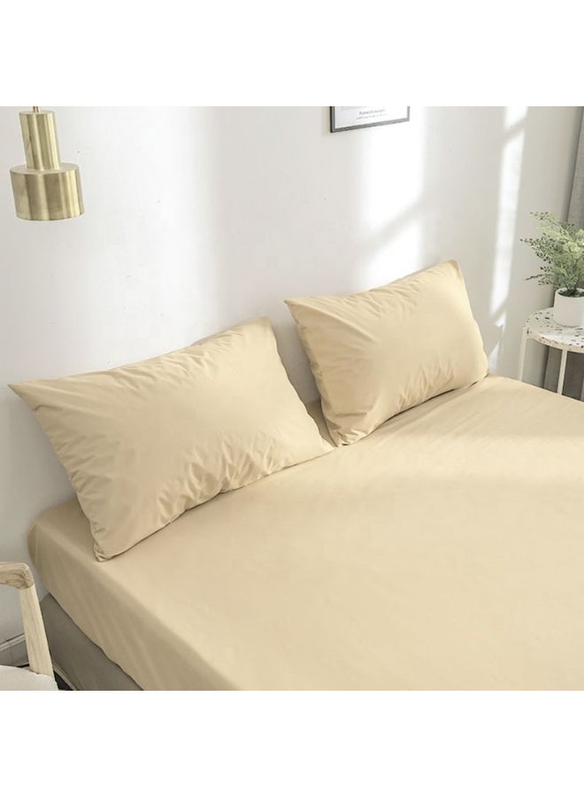 Life Style Plain cotton Fitted Sheet 120cm Set of 3 (2 pillowcases+1 sheet) for Hotels Homes Touristic Villages - Image 2