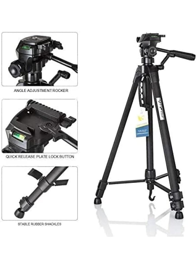 WT-3560 Tripod – Professional Camera Stand with Mobile Holder, Adjustable Height, Lightweight & Stable for SLR, DV & Smartphone Photography - Image 2