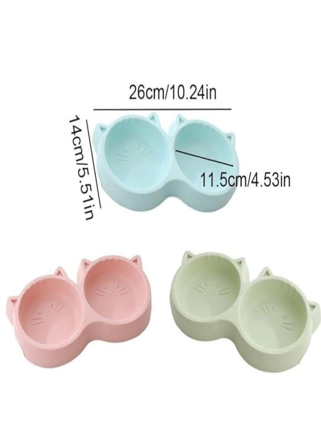 Healing Leaf's Cat Dual Bowl Feeder Food Water Feeder for Cats, Kittens & Puppies | Non-Slip, Non-Toxic Pet Feeding Plastic Cat Face Shaped Double 2-in-1 Bowl for Dogs | (Color May Vary) - Image 3
