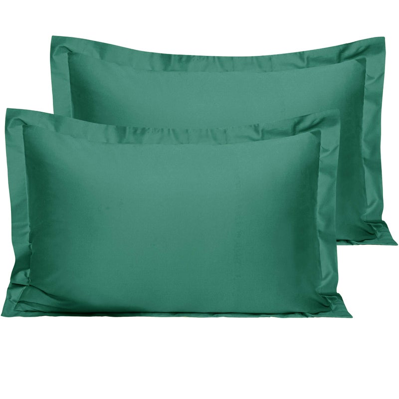 إن تي باي Ntbay Cotton Queen Pillow Shams - 500 Thread Count Cotton Cotton 20x30 Covering 2 Pack Super Super و Breatable 20x30 Indcses Oxford Plowcases Dark Green  - Image 1