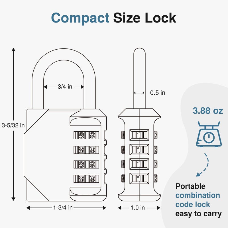 Puroma Combination Lock 4 Digit Waterproof Locker Locks Secure Outdoor Padlock for Gym Lockers, Toolboxes, Gates, Fences, Storage, Sports Locker, Cabinets (Basic Pink Rose) - Image 5