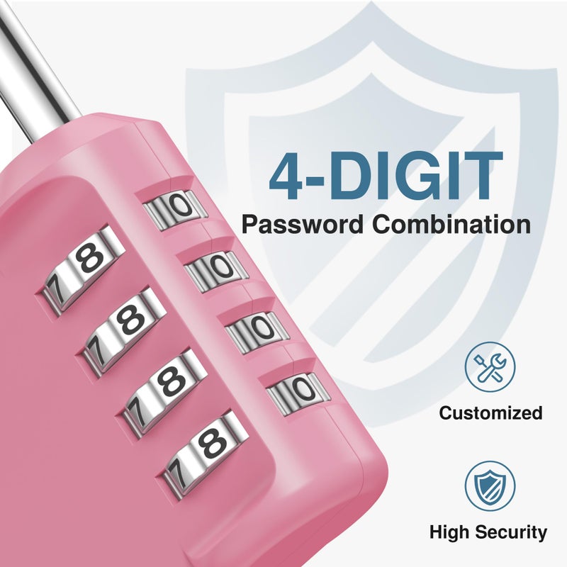 Puroma Combination Lock 4 Digit Waterproof Locker Locks Secure Outdoor Padlock for Gym Lockers, Toolboxes, Gates, Fences, Storage, Sports Locker, Cabinets (Basic Pink Rose) - Image 2