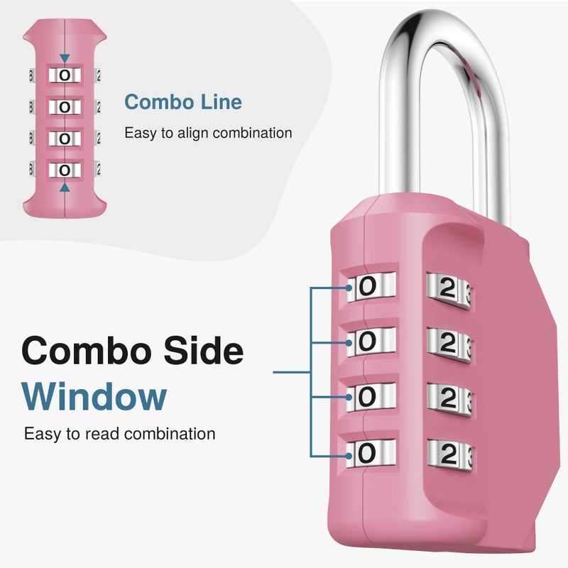 Puroma Combination Lock 4 Digit Waterproof Locker Locks Secure Outdoor Padlock for Gym Lockers, Toolboxes, Gates, Fences, Storage, Sports Locker, Cabinets (Basic Pink Rose) - Image 3