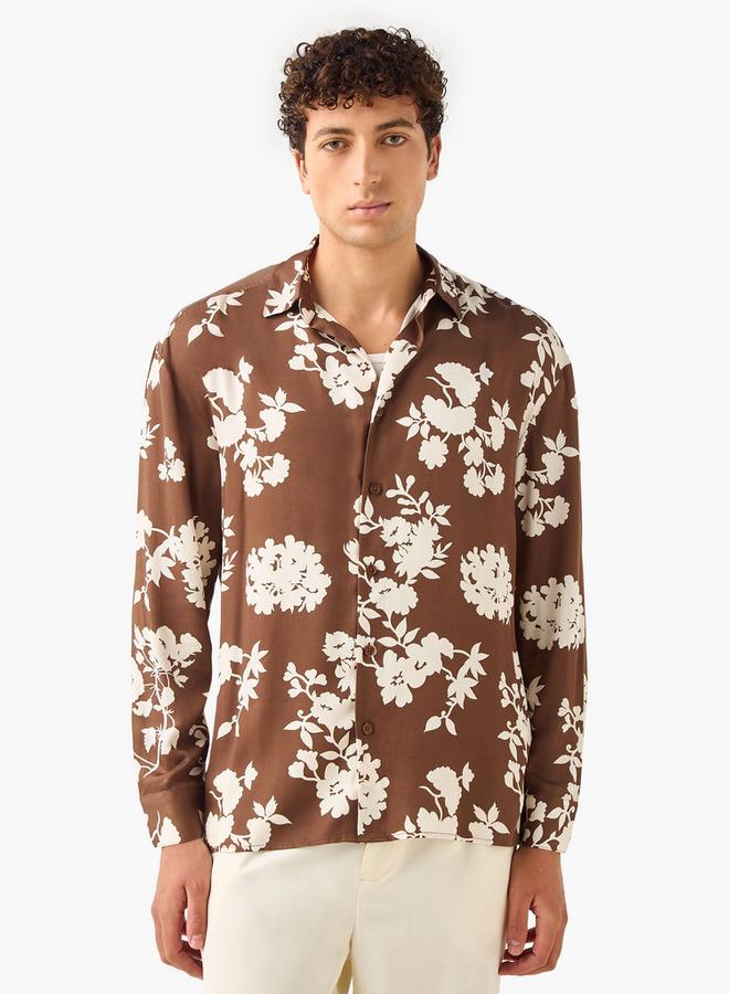 Iconic Regular Fit Floral Print Shirt with Collar and Long Sleeves - Image 2