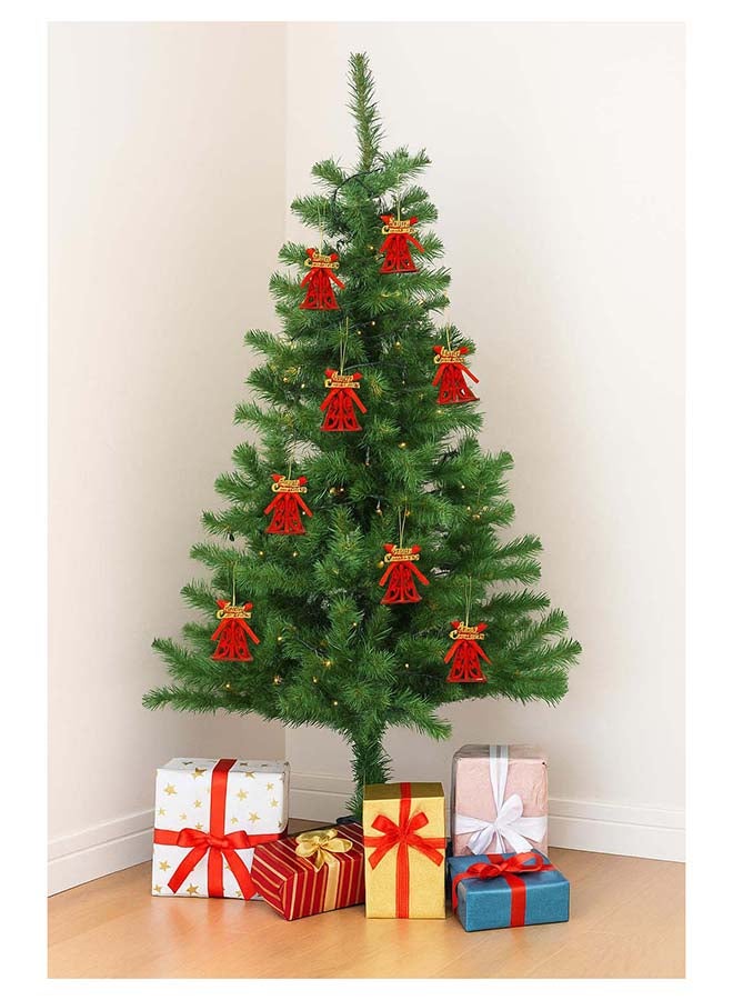 6pc Red Bell-Shaped Christmas Tree Hanging Ornaments with “Merry Christmas” Topper and Ribbon Bow - Image 2