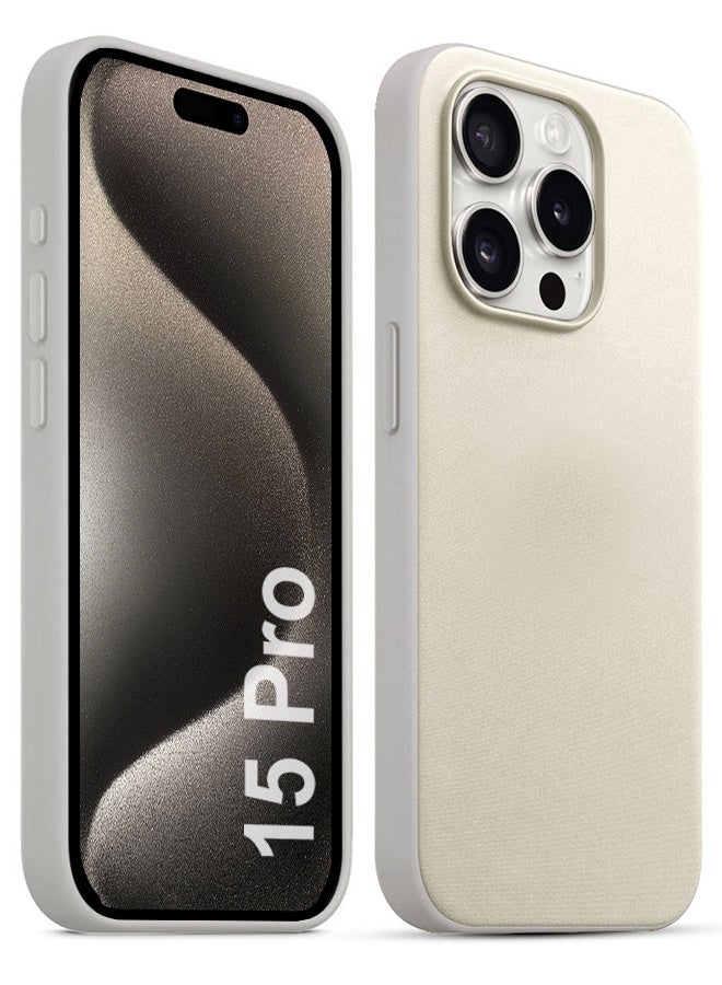 CATANES 2 Packs For iPhone 15 Pro Case and Screen Protector FineWoven Case with MagSafe Durable and Heavy Protection Vintage White - Image 2