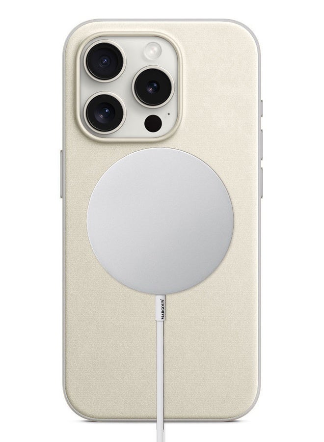 CATANES 2 Packs For iPhone 15 Pro Case and Screen Protector FineWoven Case with MagSafe Durable and Heavy Protection Vintage White - Image 3