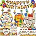 Yingoto Building Block Birthday Party Supplies Complete 198Piece Set with 300GSM Thick Paper Plates Waterproof Tablecloth EcoFriendly Straws for Boys Girls Birthday Serves 25 Guests - Image 3