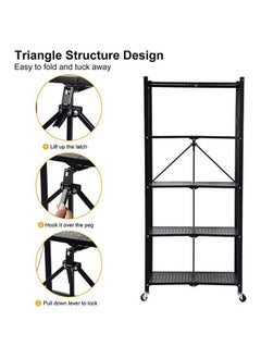 AIWANTO 5 Shelves Storage Rack Shelf Foldable Kitchen Organizer Black 162*71cm  - Image 4