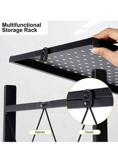 AIWANTO 5 Shelves Storage Rack Shelf Foldable Kitchen Organizer Black 162*71cm  - Image 3