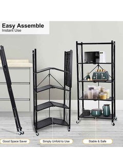 AIWANTO 5 Shelves Storage Rack Shelf Foldable Kitchen Organizer Black 162*71cm  - Image 2
