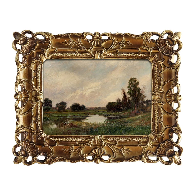 FOLKOR Vintage Canvas Wall Art Decor for Hallway Entryway Staircase, Vintage Countryside Landscape Prints with Gold Picture Frame, Retro Wall Decor for Desk Table Shelf Gallery Wall Decoration, 4x6 - Image 1