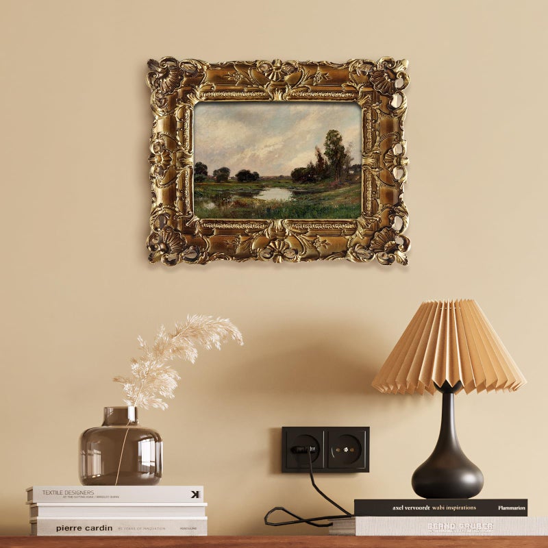 FOLKOR Vintage Canvas Wall Art Decor for Hallway Entryway Staircase, Vintage Countryside Landscape Prints with Gold Picture Frame, Retro Wall Decor for Desk Table Shelf Gallery Wall Decoration, 4x6 - Image 2