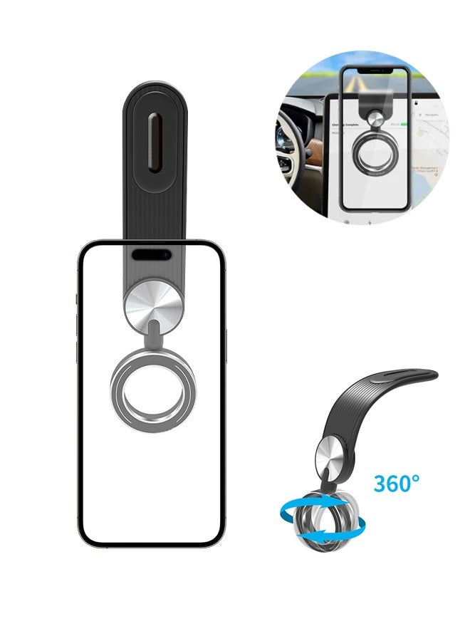 حامل هاتف مغناطيسي للسيارة - تصميم قابل للطي، دوران مرن 360 درجة، قاعدة لاصقة 3 متر، حامل قوي للسيارة لهواتف iPhone وAndroid باللون الأسود - Image 1