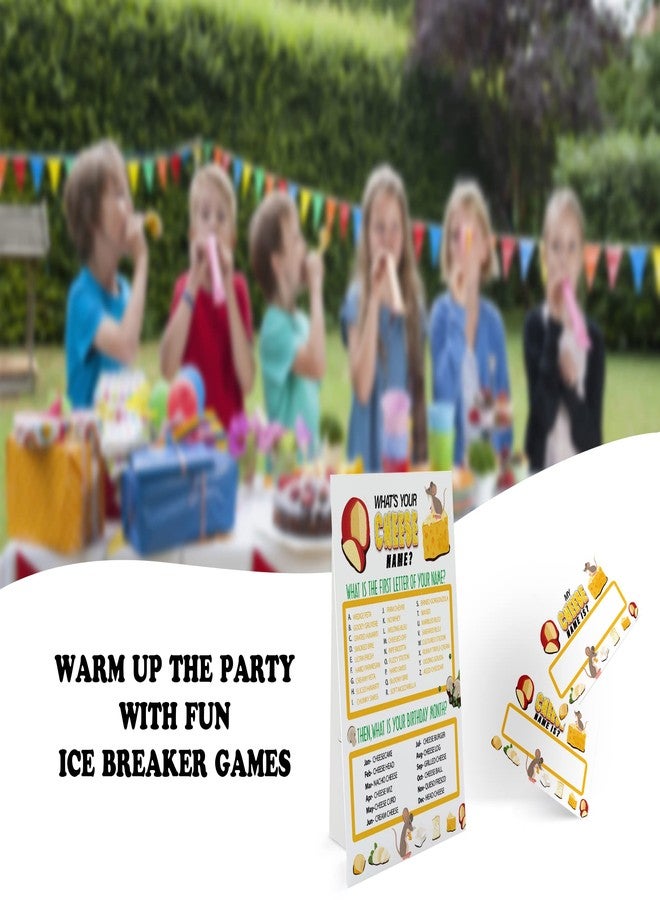 GNATV What's Your Cheese Name Game (1 Cheese Theme Sign and 30 Name Tag Stickers), Cheese Game Party Decoration, Birthday Game for Kids, Family Game-12 - Image 4
