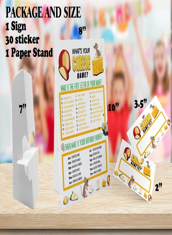 GNATV What's Your Cheese Name Game (1 Cheese Theme Sign and 30 Name Tag Stickers), Cheese Game Party Decoration, Birthday Game for Kids, Family Game-12 - Image 3
