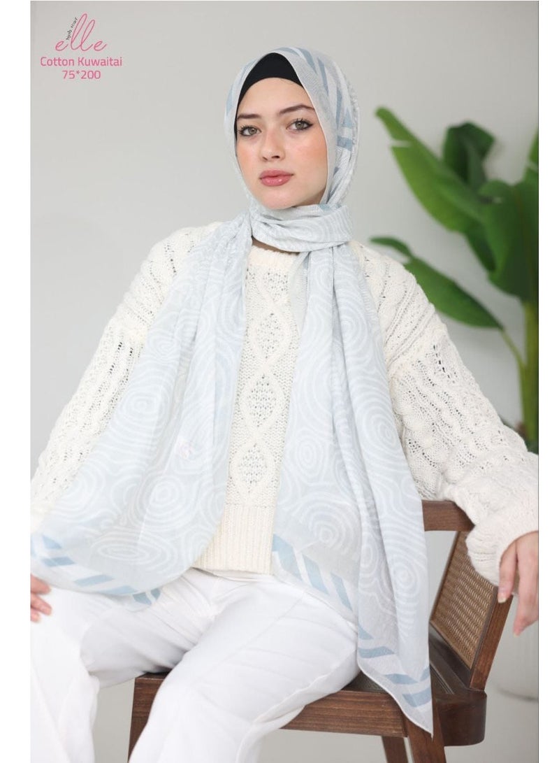 ELLE Luxury Veil Cotton Islamic Hijab for Women for Occasions and Regular Days - Size (200cm x 75cm)