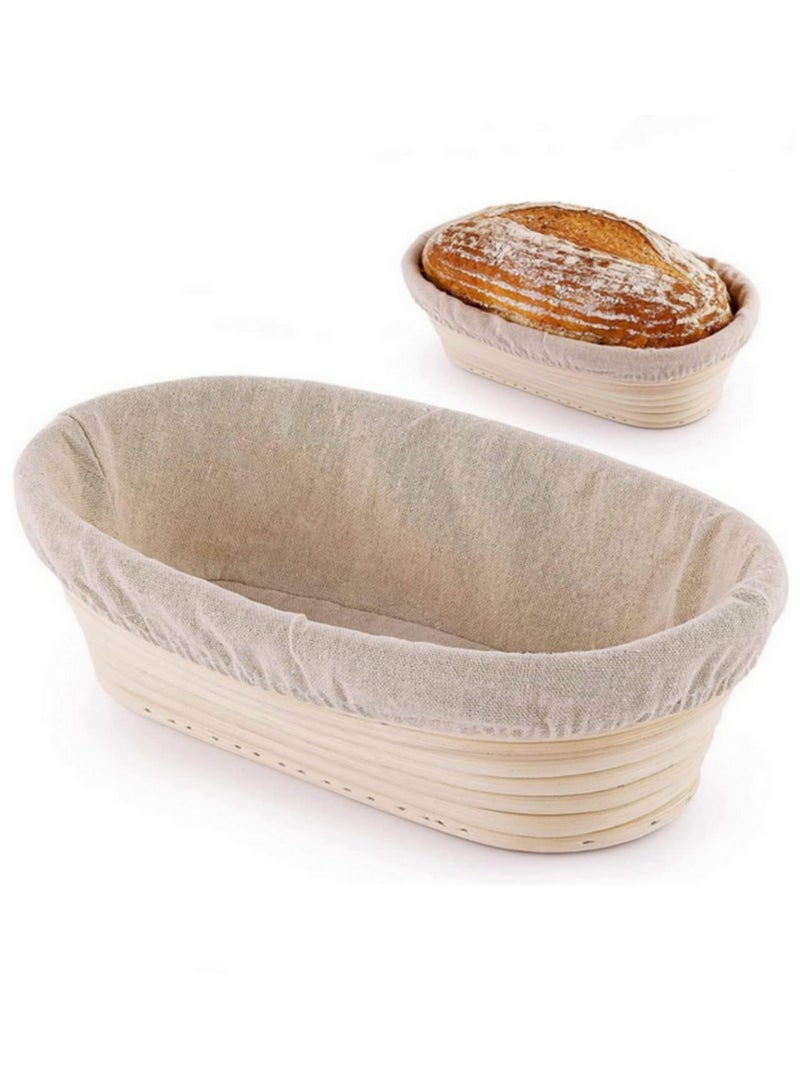 1pcs Oval Bread Proofing Basket - 10 Inch Rattan Banneton Brotform for Sourdough Baking, Splinter-Free, Non-Stick, Easy to Clean Includes Cloth Liner-25x15x8cm - Image 1