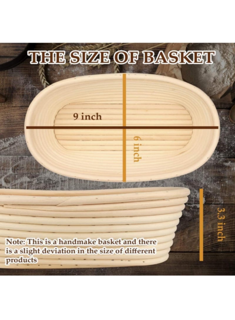 1pcs Oval Bread Proofing Basket - 10 Inch Rattan Banneton Brotform for Sourdough Baking, Splinter-Free, Non-Stick, Easy to Clean Includes Cloth Liner-25x15x8cm - Image 2