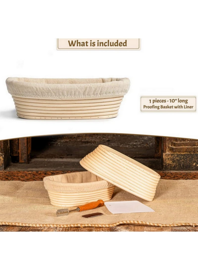 1pcs Oval Bread Proofing Basket - 10 Inch Rattan Banneton Brotform for Sourdough Baking, Splinter-Free, Non-Stick, Easy to Clean Includes Cloth Liner-25x15x8cm - Image 3