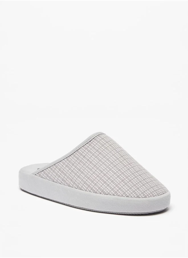 دوتشيني Men's Checked Slip-On Bedroom Slippers