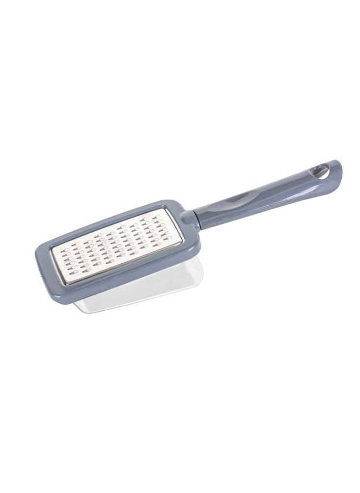 Generic - Okayanus cheese grater & shredder stainless steel with 1 sides kitchen cutter and handle best for parmesan cheese vegetables ginger potatos with container grey - Image 1