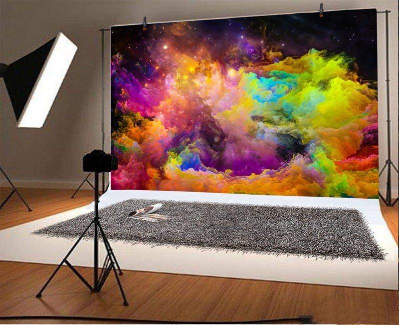 Leyiyi 5x3ft Abstract Nebula Backdrop Colorful Outer Space Cloudscape Universe Planet Moon Earth Bokeh Halo Photo Background Room Decor Kids Birthday Adult Portrait Shoot Studio Vinyl Prop Wallpaper - Image 2