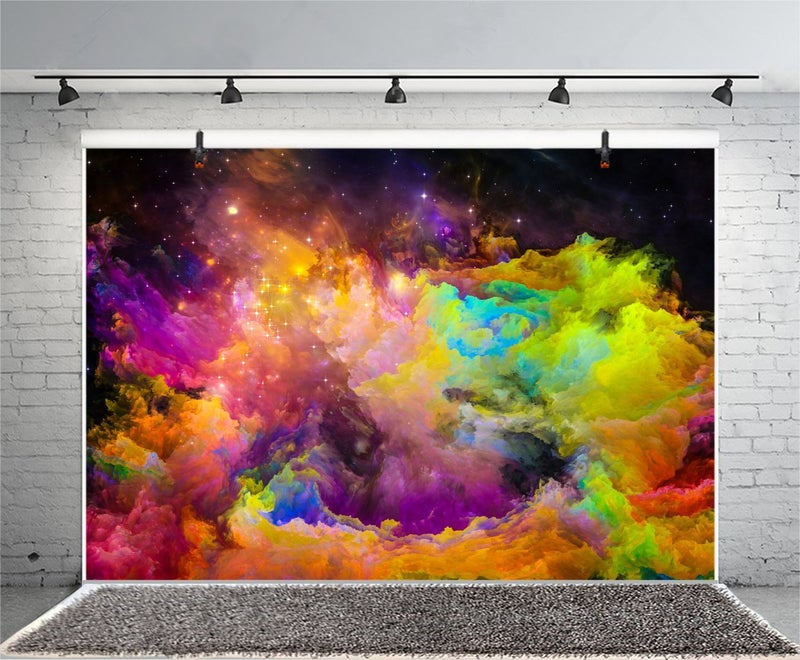Leyiyi 5x3ft Abstract Nebula Backdrop Colorful Outer Space Cloudscape Universe Planet Moon Earth Bokeh Halo Photo Background Room Decor Kids Birthday Adult Portrait Shoot Studio Vinyl Prop Wallpaper - Image 4
